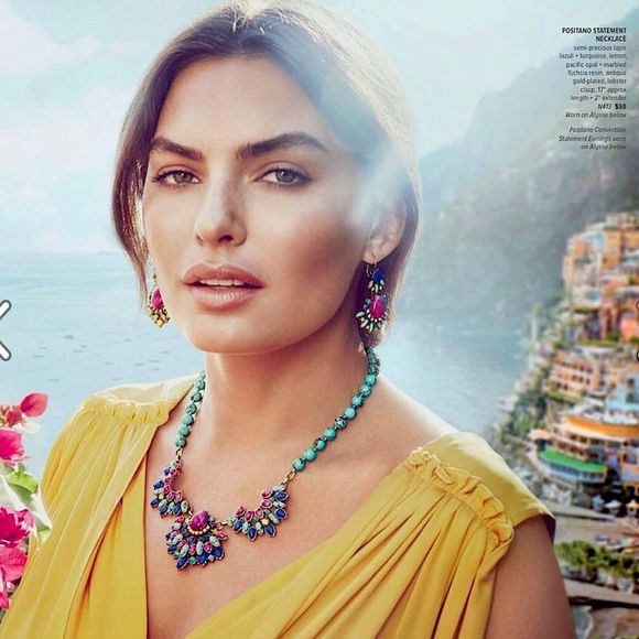 CHLOE and ISABEL Turquoise, Opal, Lapis Lazuli Inlay Antique Gold Plate Necklace - Picture 10 of 10